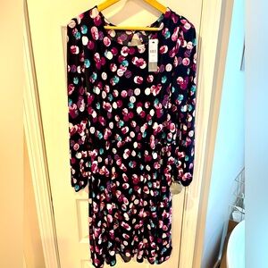 NEW WITH TAGS! Long Sleeve Open Crew Neck Fit and Flare Dress.